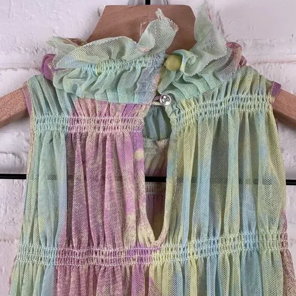 Roberta Einer Rainbow Bodycon Midi Dress Pastel Sheer Medium Large 10 - Picture 15 of 16